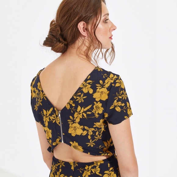 Cutout Calf Length Floral Jumpsuit Overall - Picture 4 of 8